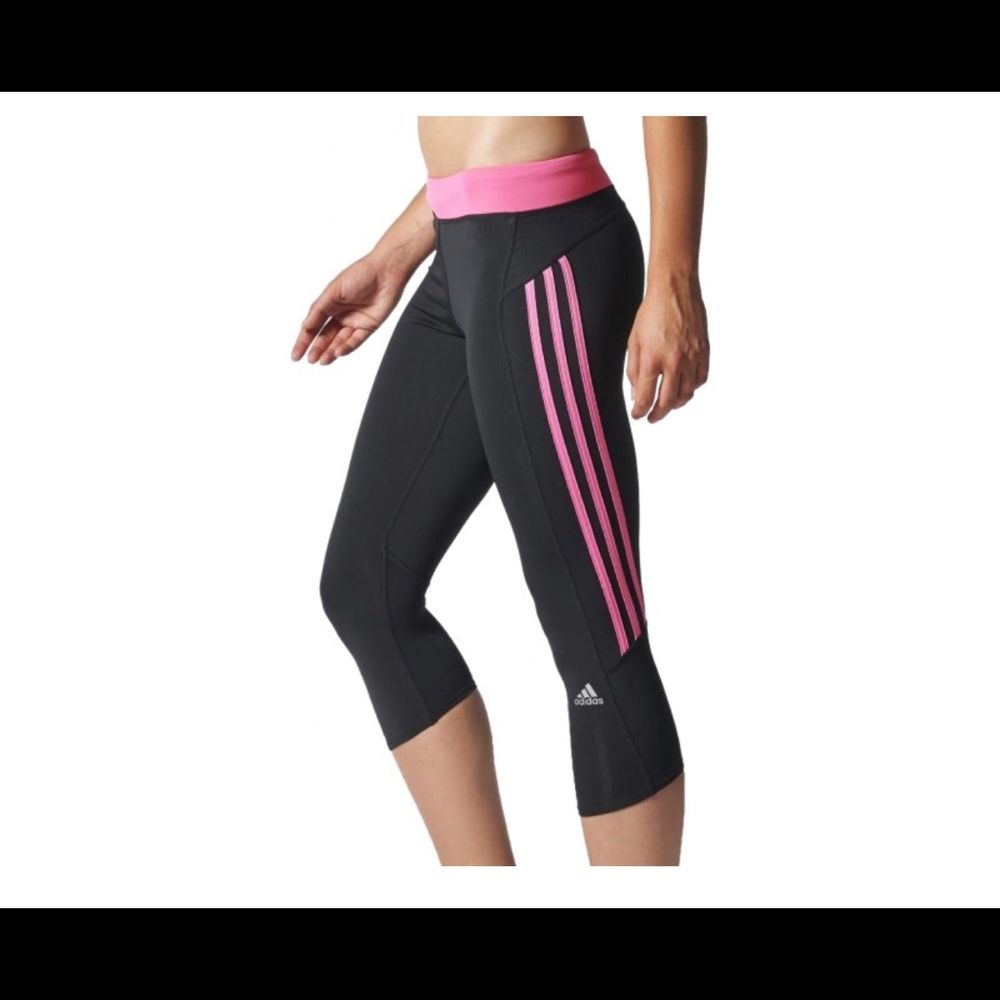 Adidas capris pink stripes